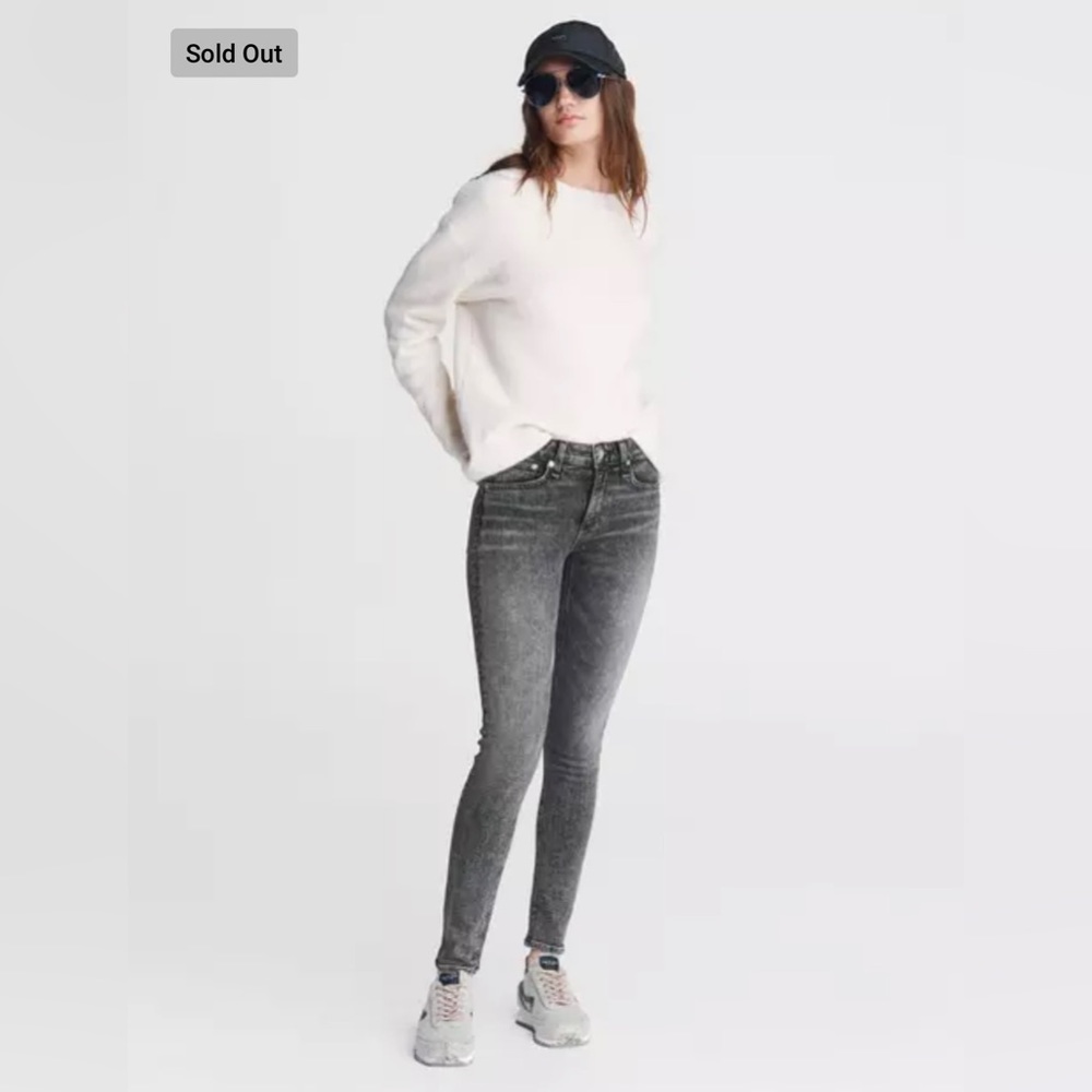 rag & bone Cate Mid Rise Skinny Jeans in Black Opal Sz 24